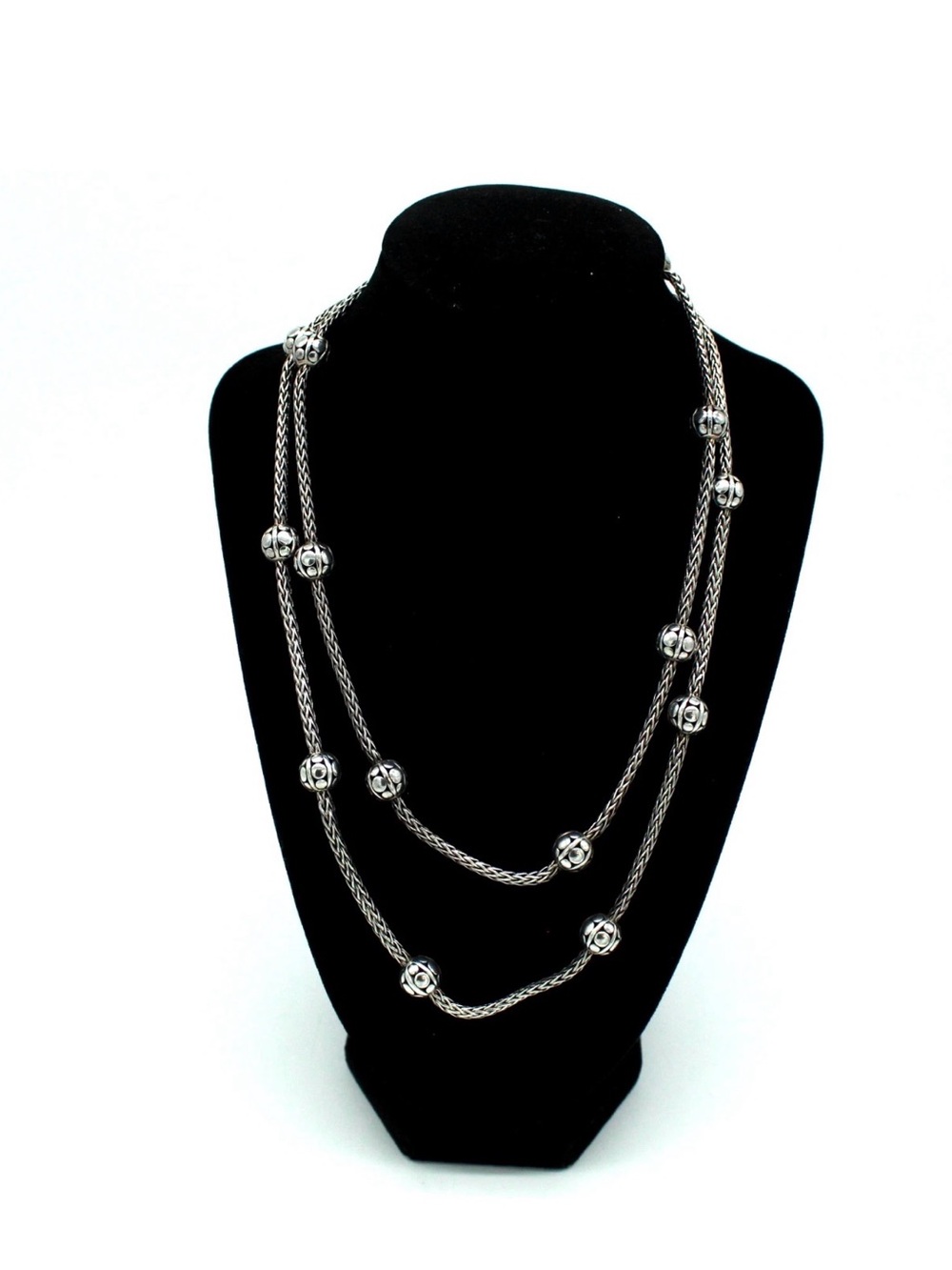*EXCELLENT* - JOHN HARDY Sterling Silver Station Ball 40” Chain Necklace